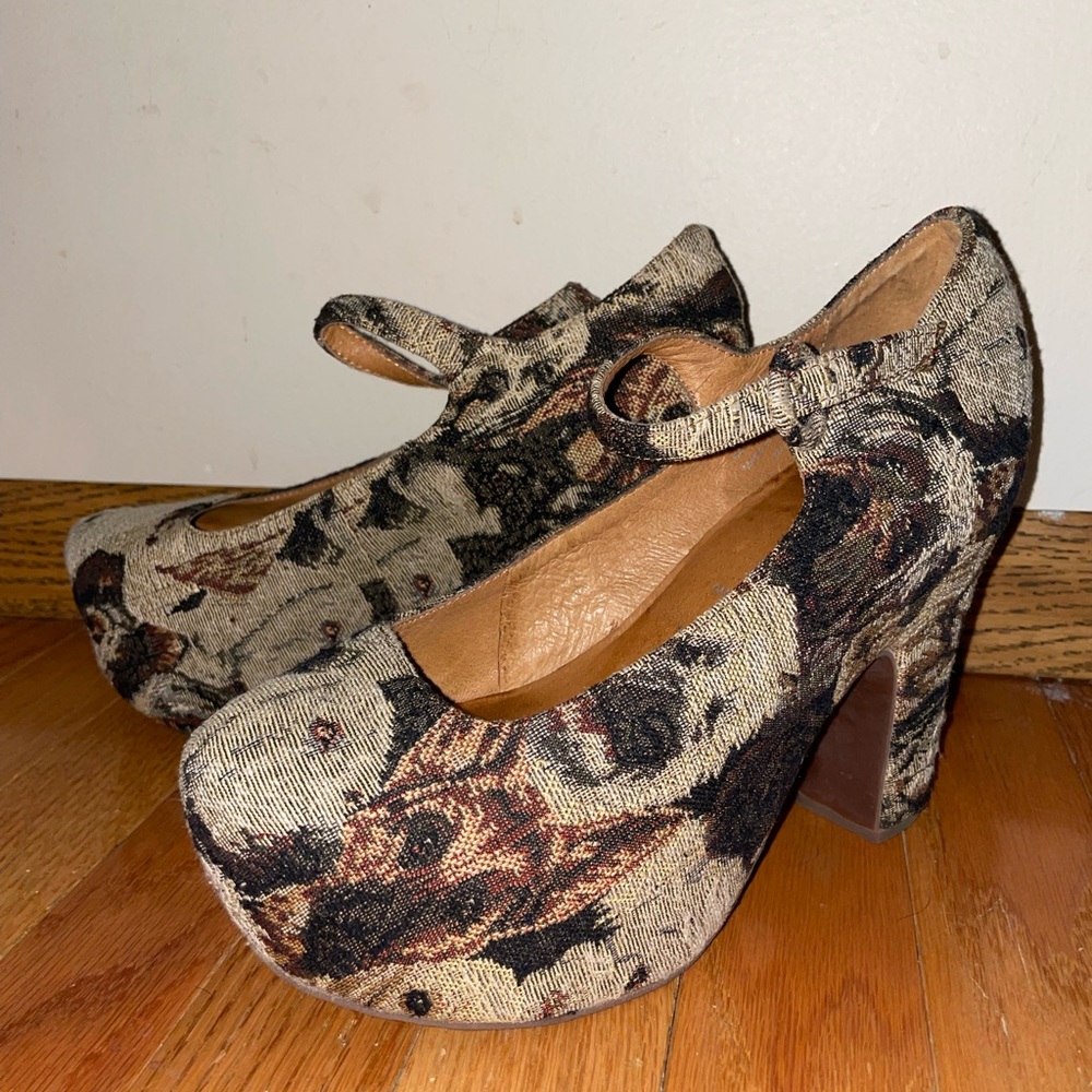 MOVING SALE jeffery campbell limited dog tapestry mary janes 8